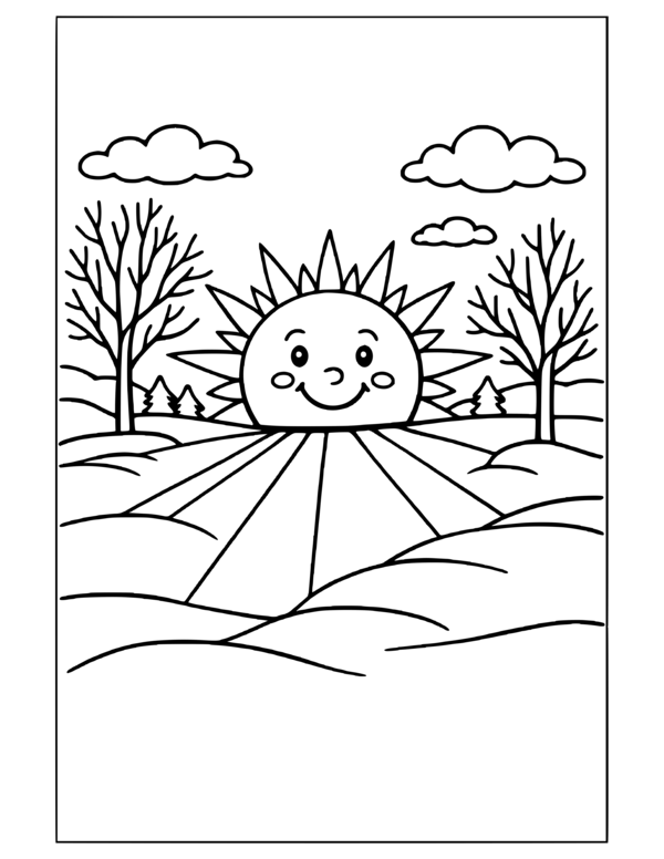 Winter Low Sun Coloring Page